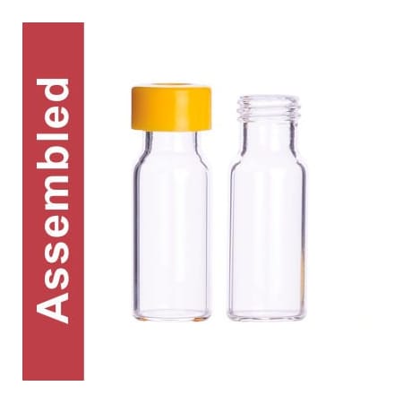 Cp Lab Safety. Wheaton MicroLiter Clear Screw Thread Vial Kit Yellow 9mm Cap PTFE/Silicone/PTFE Septa 100pk 09-1040Y-A